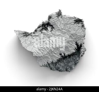 Mappa dello Zimbabwe 3D immagine realistica della mappa topografica dello Zimbabwe 3D Foto Stock