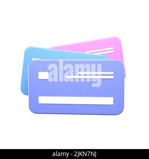 Carte isolate su sfondo bianco. 3d rendering delle carte bancarie. Concetto di denaro e pagamento. Foto Stock