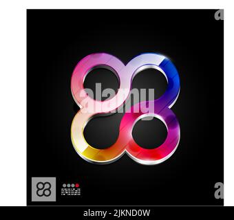 Icona geometrica astratta - cerchi, quadrato arrotondato. Per la tecnologia, il business. Icona, simbolo, etichetta, Illustrazione Vettoriale