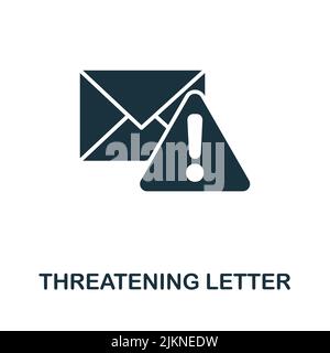 Icona lettera minacciosa. Icona di molestie monocromatica a linee semplici per modelli, web design e infografiche Illustrazione Vettoriale