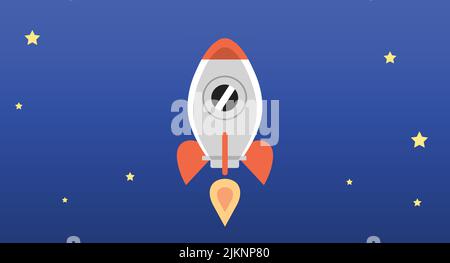 Rocket nave che vola in spazio vettore carta da parati banner Illustrazione Vettoriale