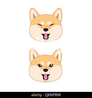 Shiba cane sorriso faccia con lingua fuori vettore Illustrazione Vettoriale