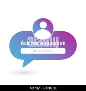 Chiedimi una domanda vettore banner. Finestra dell'interfaccia utente. Vettore Illustrazione Vettoriale