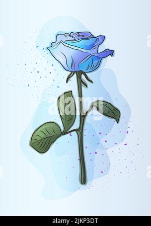 Arte moderna, rosa blu in stile acquerello. Illustrazione Vettoriale
