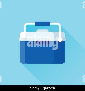 Icona del refrigerante portatile in stile piatto. Illustrazione vettoriale del frigorifero per auto su sfondo isolato. Ice box segno business concetto. Illustrazione Vettoriale