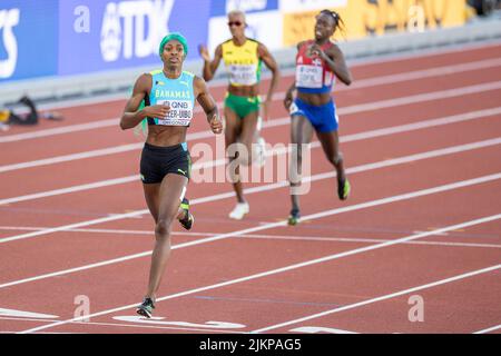 Shaunae Miller-Uibo (BAH) vince la finale di 400 metri in un tempo leader mondiale di 49,11 durante la sessione pomeridiana del giorno 8 del campione Mondiale di Atletica Foto Stock