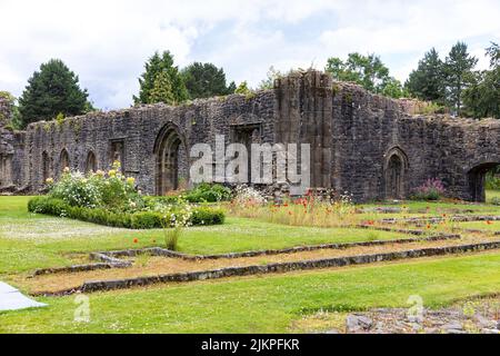 Le rovine e i terreni dell'abbazia di Whalley Foto Stock