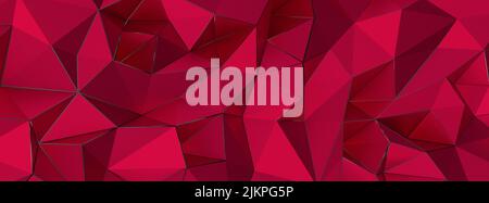 Un rosso trendy Low Poly BG Design magenta 3D Foto Stock