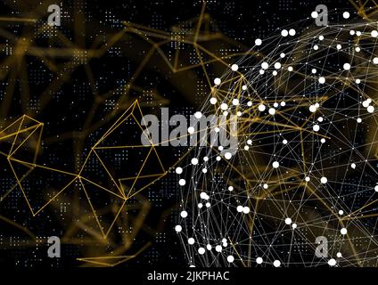 Un rendering 3D di icone astratte di rete neurale - concetto di rete globale Foto Stock