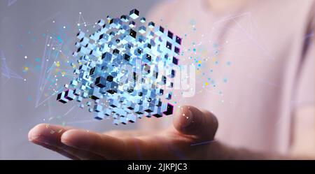 Concetto di infrastruttura Internet dei dati. Background astratto della tecnologia. 3D rendering. Foto Stock