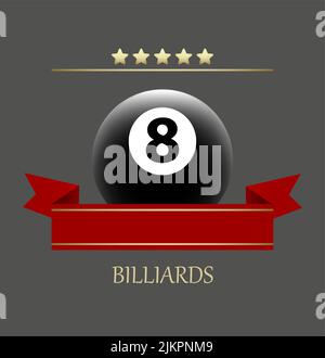 Illustrazione vettoriale a colori con palla da biliardo Illustrazione Vettoriale