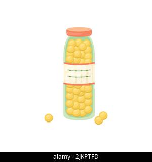 Illustrazione vettoriale di una bottiglia con pillole. Farmaco. Illustrazione Vettoriale