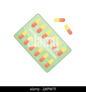 Illustrazione vettoriale di una confezione con compresse. Farmaco. Illustrazione Vettoriale
