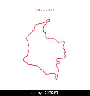 Mappa della Colombia modificabile. Confine rosso colombiano. Nome del paese. Regolare lo spessore della linea. Cambia a qualsiasi colore. Illustrazione vettoriale. Illustrazione Vettoriale