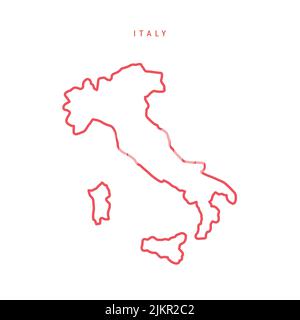 Mappa a profilo modificabile in Italia. Confine rosso italiano. Nome del paese. Regolare lo spessore della linea. Cambia a qualsiasi colore. Illustrazione vettoriale. Illustrazione Vettoriale