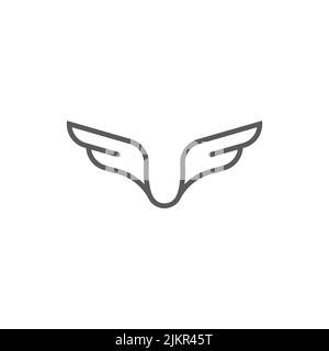 lettera u ali semplice curva linea logo vettore Illustrazione Vettoriale