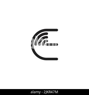 vettore di logo di design divertente con tecnologia di segnale ic letter Illustrazione Vettoriale