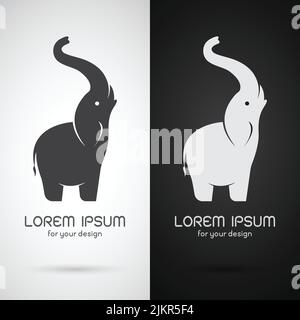 Immagine vettoriale di un disegno elefante su sfondo bianco e nero, Logo, simboli, Banner Illustrazione Vettoriale