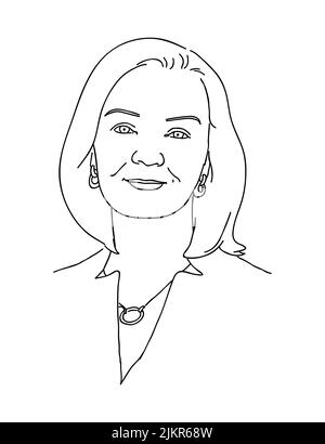 Liz Truss Vector Line ART Illustrazione Vettoriale