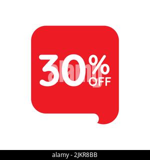 30% di sconto sull'icona del vettore di tag su sfondo bianco Illustrazione Vettoriale
