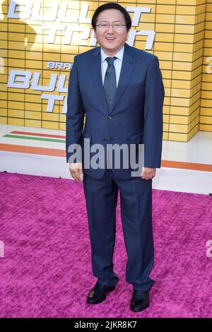 Westwood, Stati Uniti. 01st ago 2022. WESTWOOD, LOS ANGELES, CALIFORNIA, USA - 01 AGOSTO: L'attore giapponese Masi Oka arriva al "Bullet Train" della Premiere di Sony Pictures, tenuto presso il Regency Village Theatre il 1 agosto 2022 a Westwood, Los Angeles, California, Stati Uniti. ( Credit: Image Press Agency/Alamy Live News Foto Stock