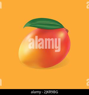 illustrazione del vettore mango isolata su sfondo giallo. Illustrazione Vettoriale