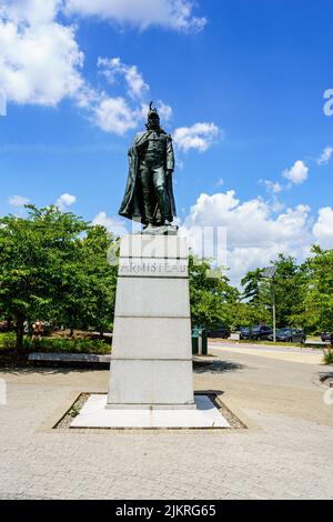 Baltimora, MD, USA – 2 agosto 2022: La statua del generale George Armestead che servì come comandante di Fort McHenry durante la battaglia di Baltimora Foto Stock