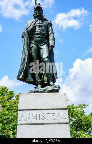 Baltimora, MD, USA – 2 agosto 2022: La statua del generale George Armestead che servì come comandante di Fort McHenry durante la battaglia di Baltimora Foto Stock