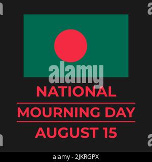 Poster tipografico del Bangladesh National Mourning Day. Modello vettoriale per banner, volantini, adesivi, cartoline, ecc. Illustrazione Vettoriale