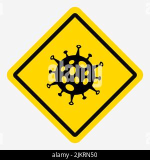 Icona della possibilità di infezione da un virus. Pericolo. Non entrare. Icona segno del virus su sfondo giallo con bordo. Cartello Rhombus. Vet Illustrazione Vettoriale