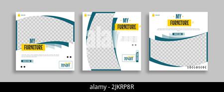 Un modello per un post sui social media con sconto sui mobili Illustrazione Vettoriale