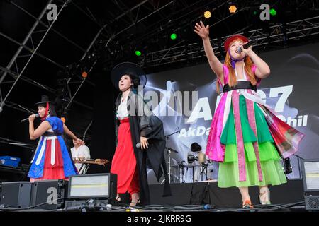 AK Dan Gwang Chil, noto anche come ADG7, che si esibisce sul palco durante il 40th anniversario del WOMAD Festival, Charlton Park, Malmesbury, Inghilterra. Luglio 3 Foto Stock