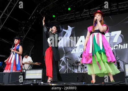 AK Dan Gwang Chil, noto anche come ADG7, che si esibisce sul palco durante il 40th anniversario del WOMAD Festival, Charlton Park, Malmesbury, Inghilterra. Luglio 3 Foto Stock