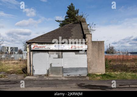 Un edificio abbandonato, Paisley, Renfrewshire, Scozia, Regno Unito, Europa Foto Stock