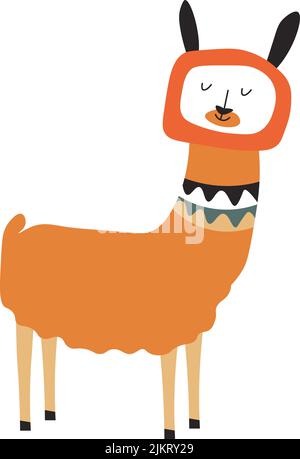 Ritratto di lama animale, carino personaggio cartoon Illustrazione Vettoriale