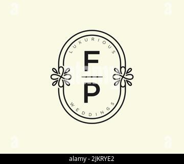 FP sigla lettera Wedding monogramma logo modello, a mano disegnata moderno minimalista e modelli floreali per le carte di invito, Salva la data, elegante Illustrazione Vettoriale