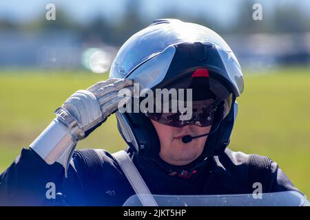Giornate della NATO, Ostrava, Repubblica Ceca. 22nd settembre 2019: Polizia ceca (městská policie ČR) poliziotti del traffico automobilistico che eseguono una dimostrazione tattica Foto Stock
