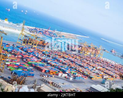 Veduta aerea del porto di Barcellona Foto Stock