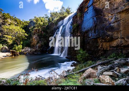 Cascata di Mackenzie e fiume Mackenzie nel Parco Nazionale di Grampians, Victoria Australia Foto Stock