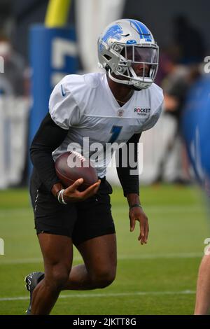 ALLEN PARK, MI - AGOSTO 03: Detroit Lions CB Jeff Okudah (1) in azione durante il campo di formazione Lions il 3 agosto 2022 al Detroit Lions Training Camp di Allen Park, MI (foto di Allan Dranberg/CSM) Foto Stock