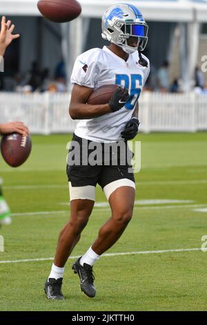 ALLEN PARK, MI - 03 AGOSTO: Detroit Lions CB Ifeatu Melifonwu (26) in azione durante il campo di formazione Lions il 3 agosto 2022 al Detroit Lions Training Camp di Allen Park, MI (foto di Allan Dranberg/CSM) Foto Stock