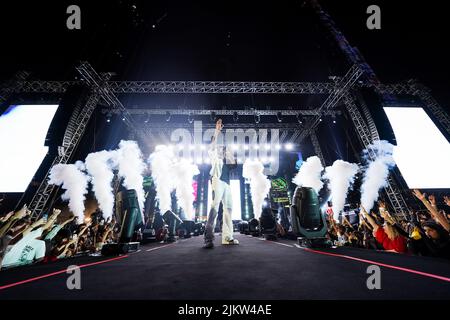 Un famoso rapper americano Tyga che si esibisce al festival di Dubai, negli Emirati Arabi Uniti Foto Stock