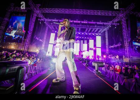 Un famoso rapper americano Tyga che si esibisce al festival di Dubai, negli Emirati Arabi Uniti Foto Stock