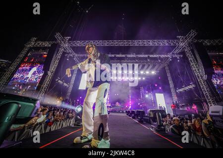 Un famoso rapper americano Tyga che si esibisce al festival di Dubai, negli Emirati Arabi Uniti Foto Stock