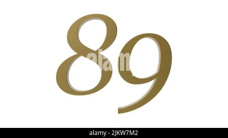 illustrazione di rappresentazione in metallo a 89 cifre in oro 3d Foto Stock