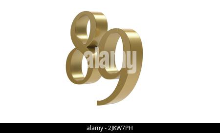 illustrazione di rappresentazione in metallo a 89 cifre in oro 3d Foto Stock