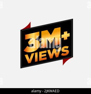 Un adesivo di 3M visualizzazioni per un post di celebrazione dei social media Illustrazione Vettoriale