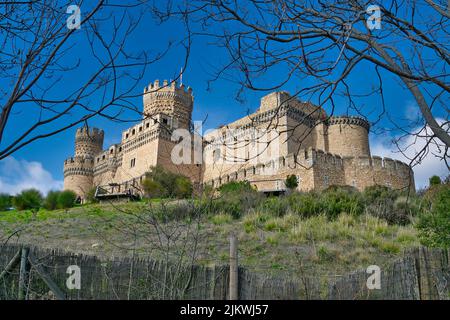 Il castello di Manzanares el Real a Madrid, Spagna Foto Stock