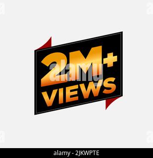 Un adesivo di 2M visualizzazioni per un post di celebrazione dei social media Illustrazione Vettoriale