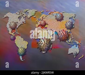 Mappa mondiale che mostra la percentuale di persone che vivono con il virus dell'AIDS nel 2001. Foto Stock